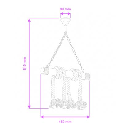 Brilagi - Kattokruunu ketjussa KOS 4xE27/60W/230V pyökki