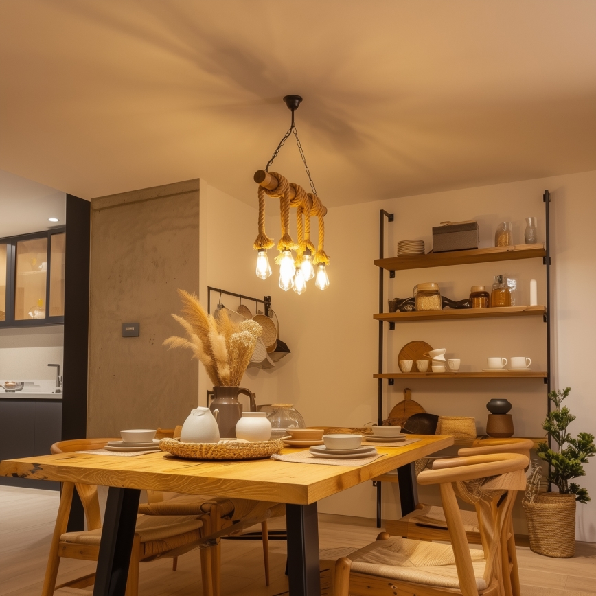 Brilagi - Kattokruunu ketjussa KOS 6xE27/60W/230V pyökki