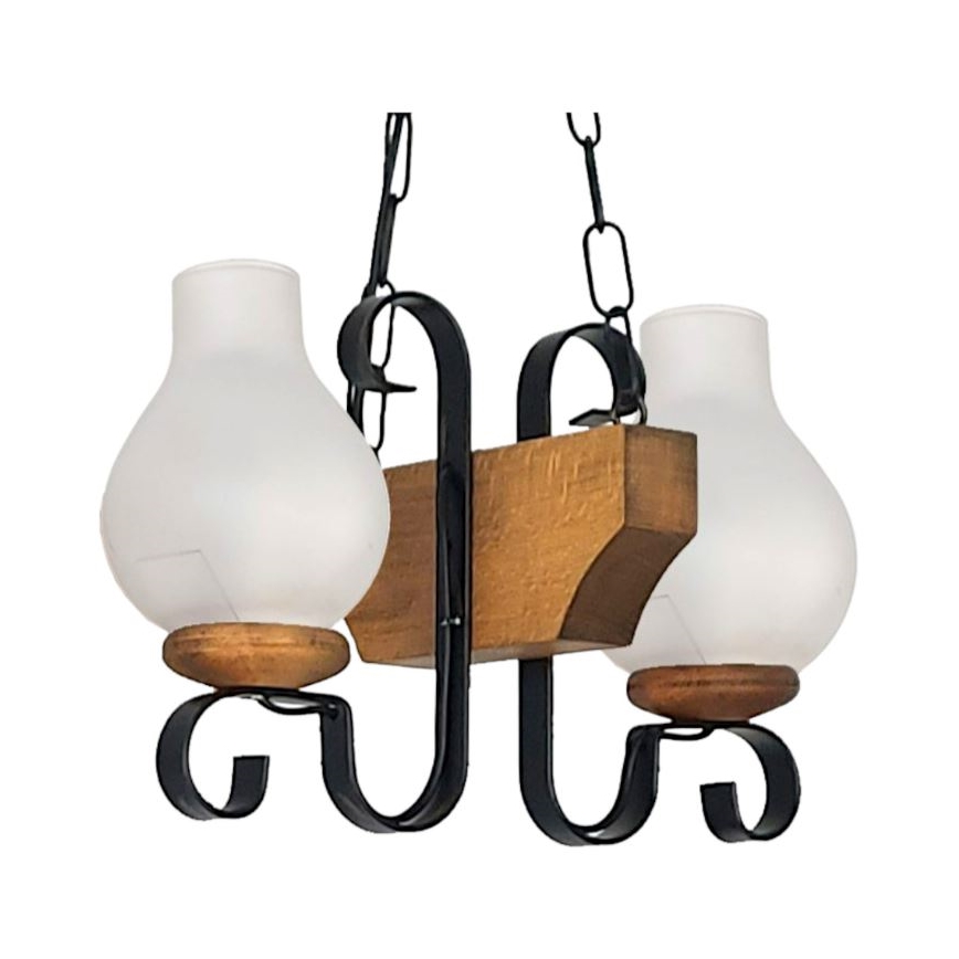 Brilagi - Kattokruunu ketjussa QUEEN 2xE14/40W/230V pyökki