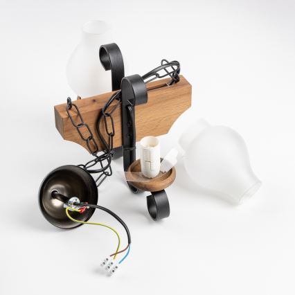 Brilagi - Kattokruunu ketjussa QUEEN 2xE14/40W/230V pyökki