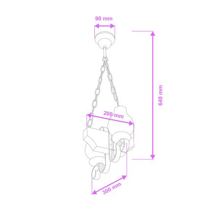 Brilagi - Kattokruunu ketjussa QUEEN 2xE14/40W/230V pyökki