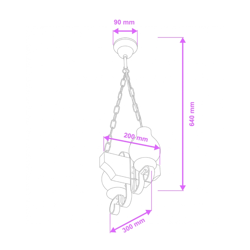 Brilagi - Kattokruunu ketjussa QUEEN 2xE14/40W/230V pyökki