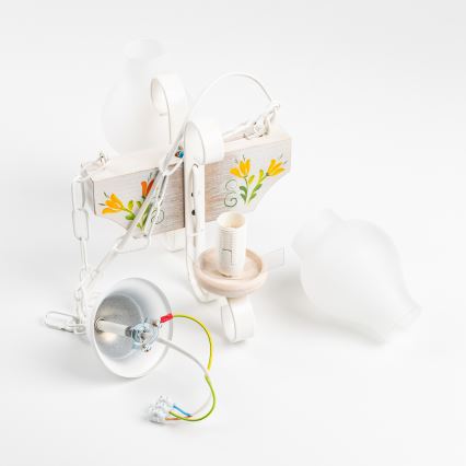 Brilagi - Kattokruunu ketjussa QUEEN 2xE14/40W/230V pyökki/kerma