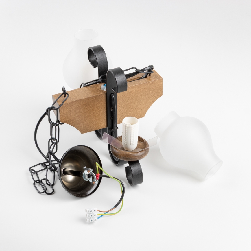 Brilagi - Kattokruunu ketjussa QUEEN 2xE14/40W/230V pyökki/saksanpähkinä