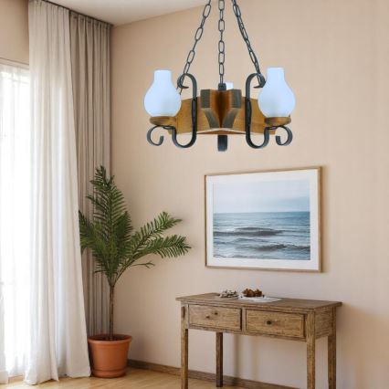 Brilagi - Kattokruunu ketjussa QUEEN 3xE14/40W/230V pyökki