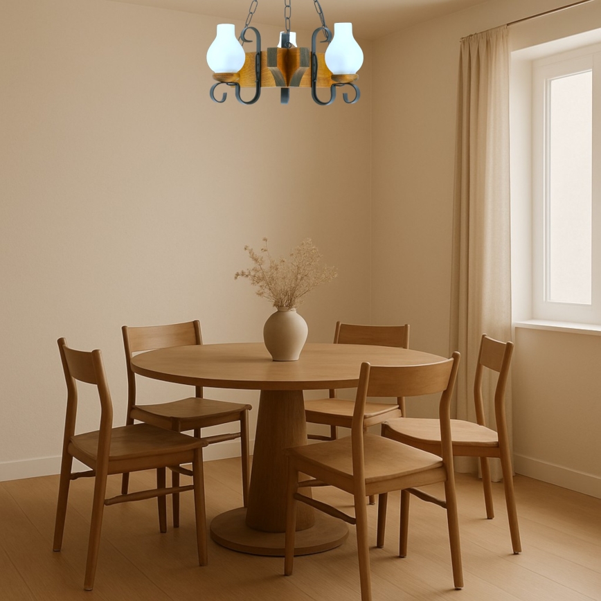 Brilagi - Kattokruunu ketjussa QUEEN 3xE14/40W/230V pyökki