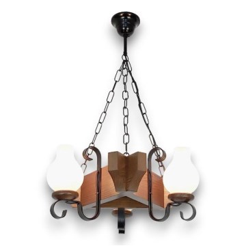 Brilagi - Kattokruunu ketjussa QUEEN 3xE14/40W/230V pyökki/saksanpähkinä