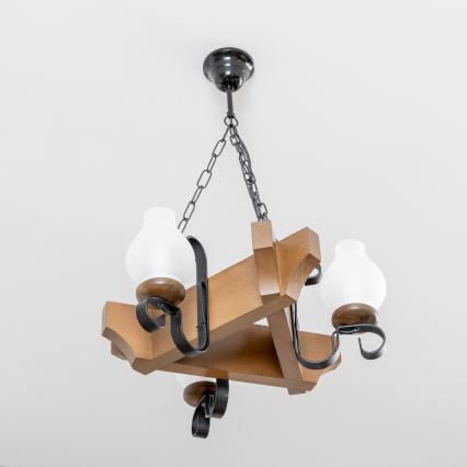 Brilagi - Kattokruunu ketjussa QUEEN 3xE14/40W/230V pyökki/saksanpähkinä