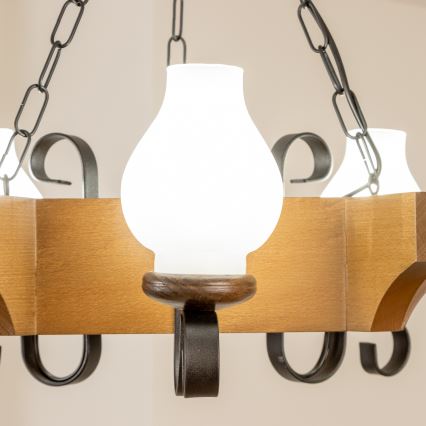 Brilagi - Kattokruunu ketjussa QUEEN 3xE14/40W/230V pyökki/saksanpähkinä