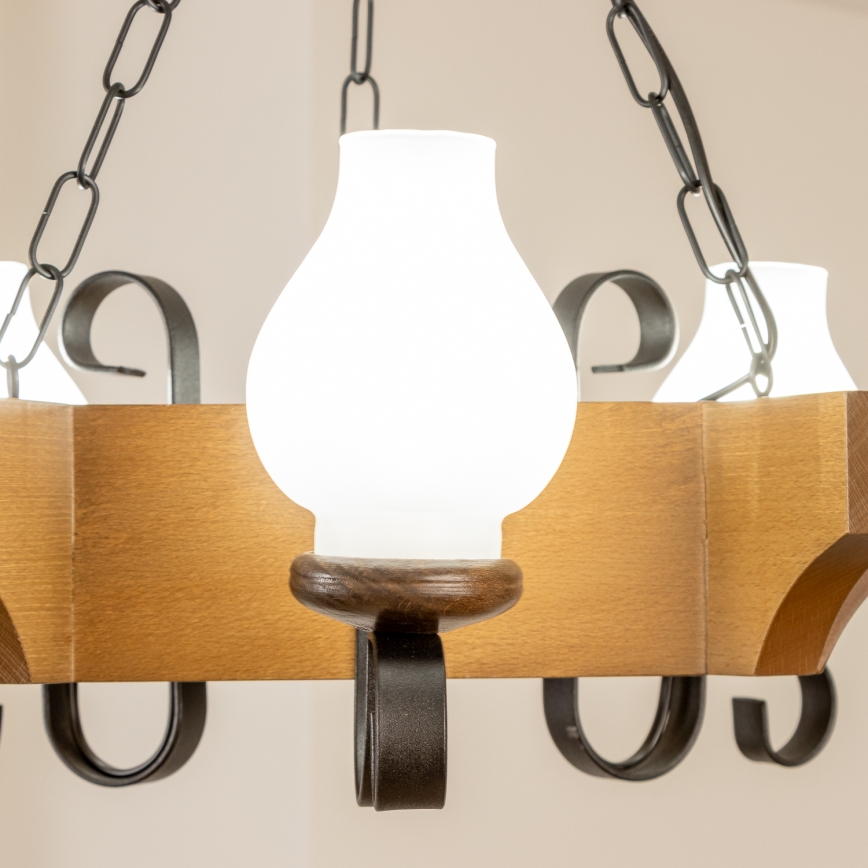 Brilagi - Kattokruunu ketjussa QUEEN 3xE14/40W/230V pyökki/saksanpähkinä