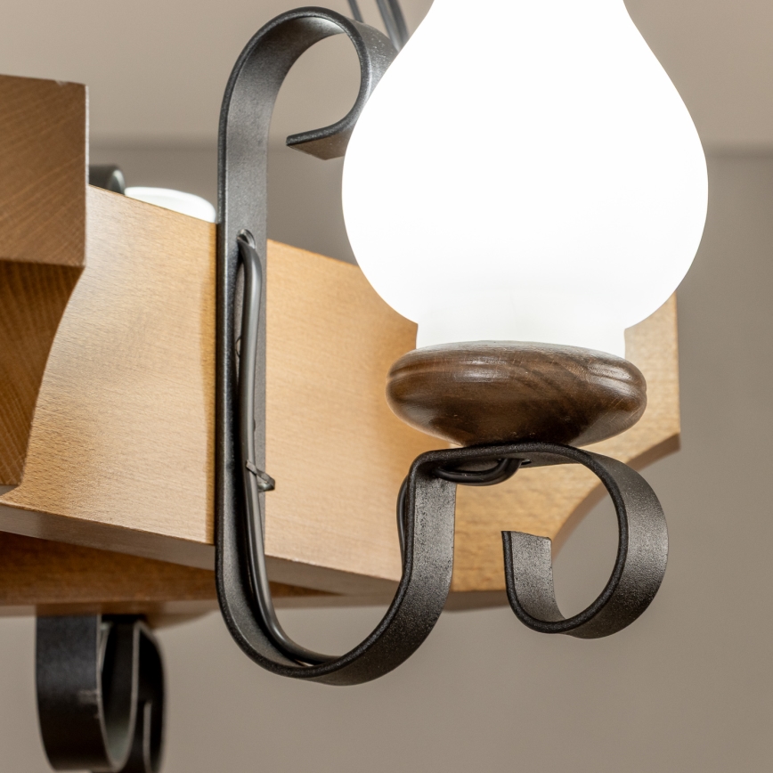 Brilagi - Kattokruunu ketjussa QUEEN 3xE14/40W/230V pyökki/saksanpähkinä