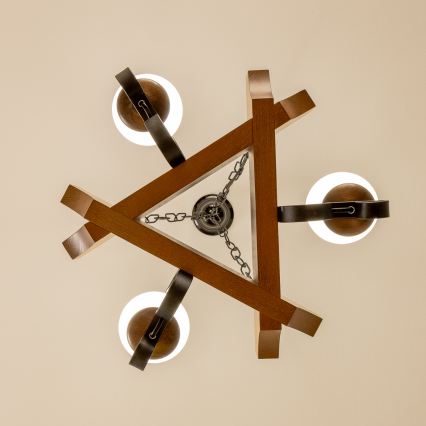 Brilagi - Kattokruunu ketjussa QUEEN 3xE14/40W/230V pyökki/saksanpähkinä