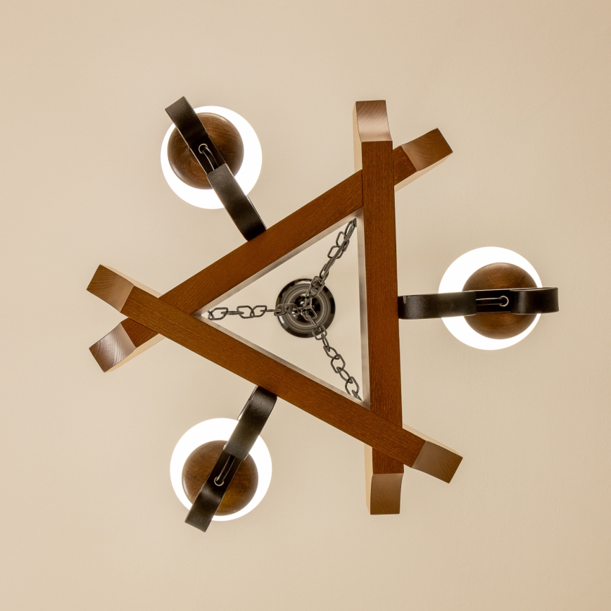 Brilagi - Kattokruunu ketjussa QUEEN 3xE14/40W/230V pyökki/saksanpähkinä