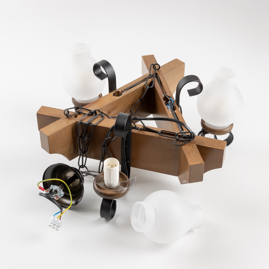 Brilagi - Kattokruunu ketjussa QUEEN 3xE14/40W/230V pyökki/saksanpähkinä