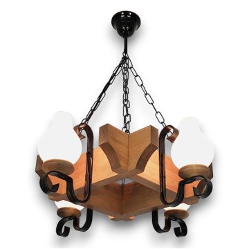 Brilagi - Kattokruunu ketjussa QUEEN 4xE14/40W/230V pyökki