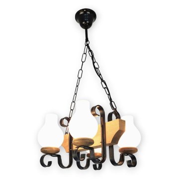 Brilagi - Kattokruunu ketjussa QUEEN 4xE14/40W/230V pyökki