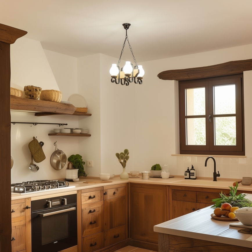 Brilagi - Kattokruunu ketjussa QUEEN 4xE14/40W/230V pyökki