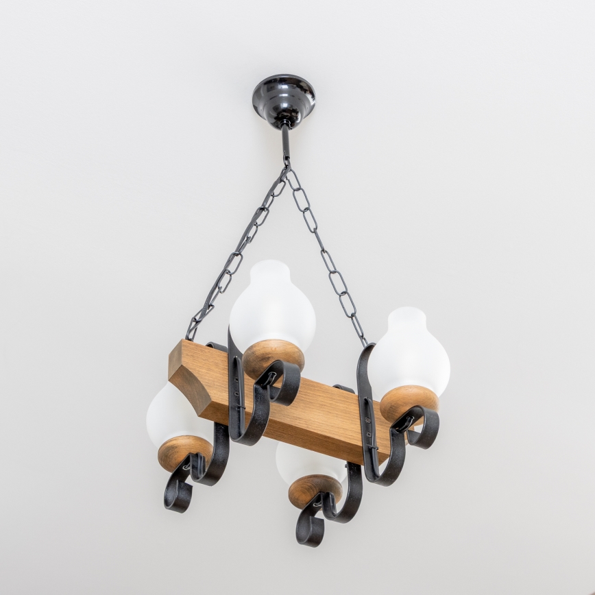 Brilagi - Kattokruunu ketjussa QUEEN 4xE14/40W/230V pyökki