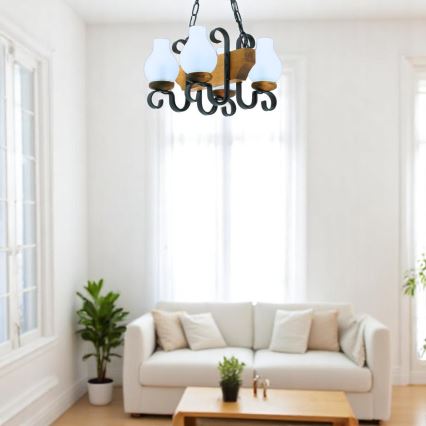 Brilagi - Kattokruunu ketjussa QUEEN 4xE14/40W/230V pyökki