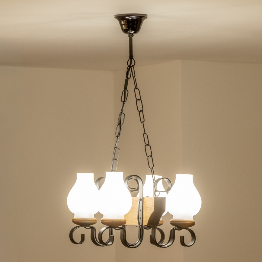 Brilagi - Kattokruunu ketjussa QUEEN 4xE14/40W/230V pyökki