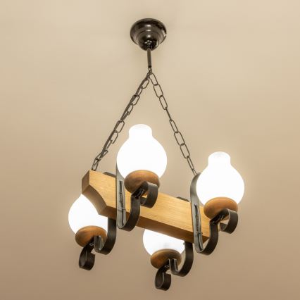 Brilagi - Kattokruunu ketjussa QUEEN 4xE14/40W/230V pyökki