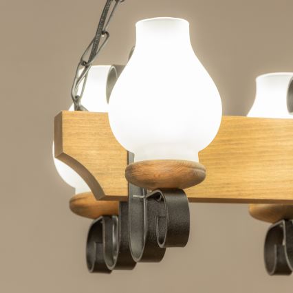 Brilagi - Kattokruunu ketjussa QUEEN 4xE14/40W/230V pyökki