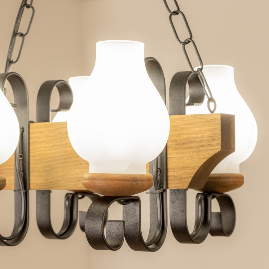 Brilagi - Kattokruunu ketjussa QUEEN 4xE14/40W/230V pyökki