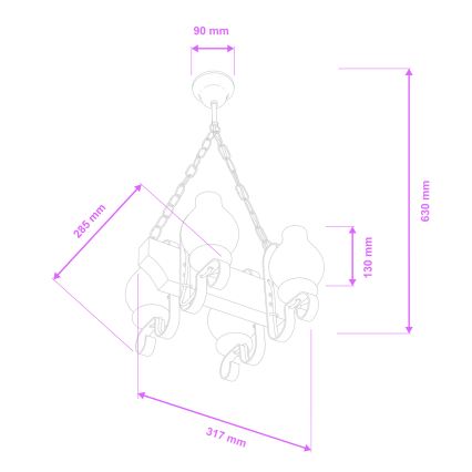 Brilagi - Kattokruunu ketjussa QUEEN 4xE14/40W/230V pyökki