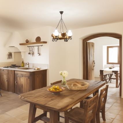 Brilagi - Kattokruunu ketjussa QUEEN 4xE14/40W/230V pyökki/saksanpähkinä