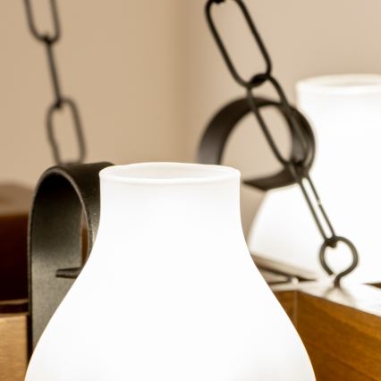 Brilagi - Kattokruunu ketjussa QUEEN 4xE14/40W/230V pyökki/saksanpähkinä