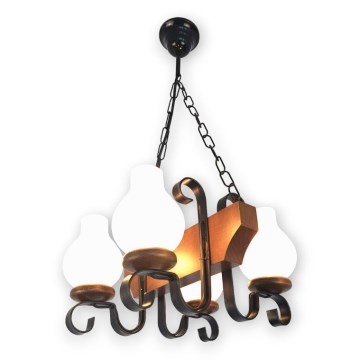 Brilagi - Kattokruunu ketjussa QUEEN 4xE14/40W/230V pyökki/saksanpähkinä