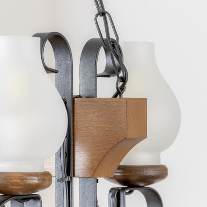 Brilagi - Kattokruunu ketjussa QUEEN 4xE14/40W/230V pyökki/saksanpähkinä