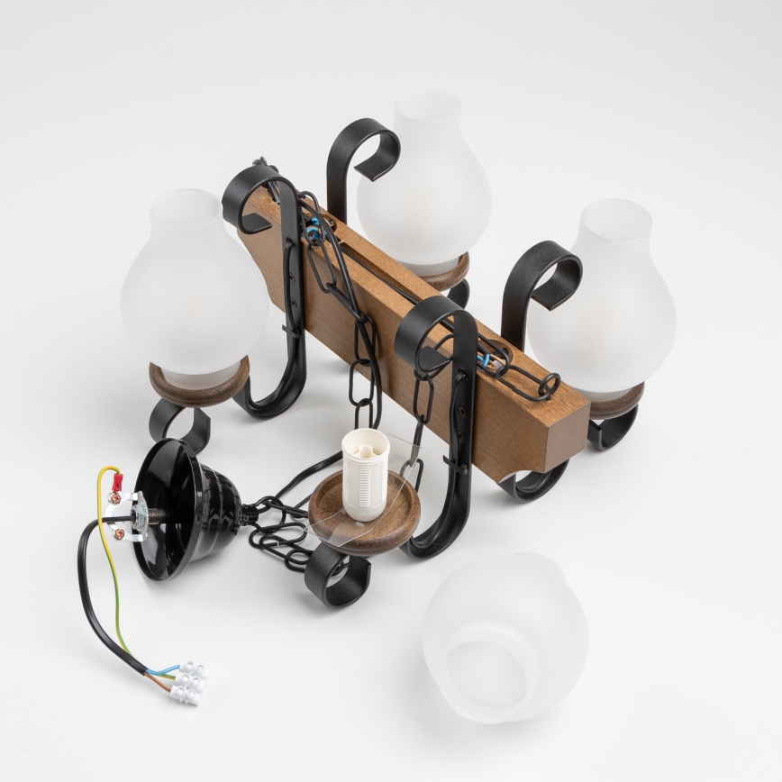 Brilagi - Kattokruunu ketjussa QUEEN 4xE14/40W/230V pyökki/saksanpähkinä