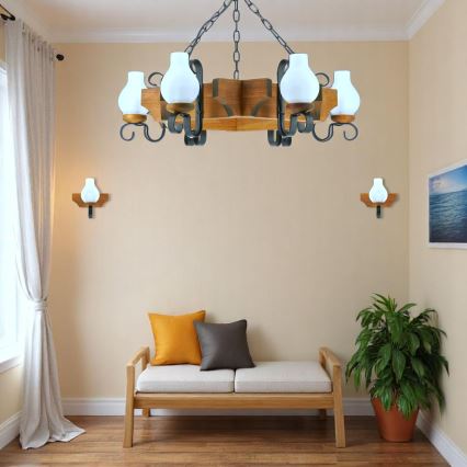 Brilagi - Kattokruunu ketjussa QUEEN 6xE14/40W/230V pyökki