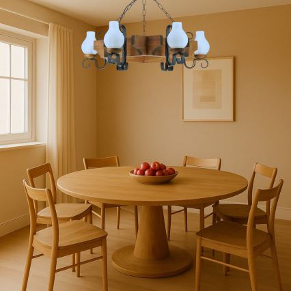 Brilagi - Kattokruunu ketjussa QUEEN 6xE14/40W/230V pyökki