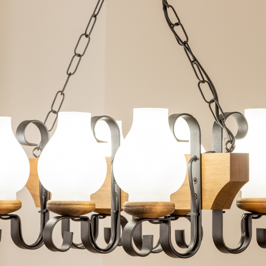 Brilagi - Kattokruunu ketjussa QUEEN 6xE14/40W/230V pyökki