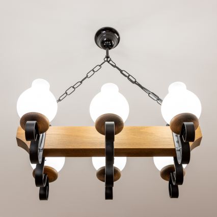 Brilagi - Kattokruunu ketjussa QUEEN 6xE14/40W/230V pyökki