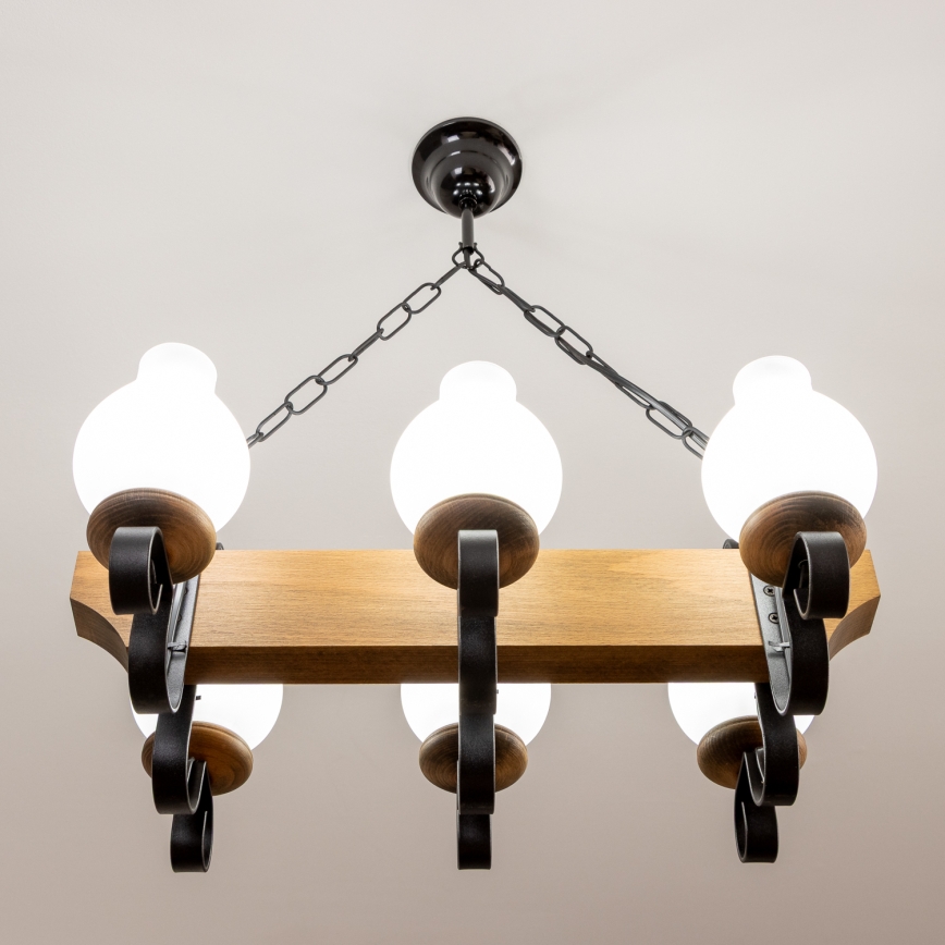 Brilagi - Kattokruunu ketjussa QUEEN 6xE14/40W/230V pyökki