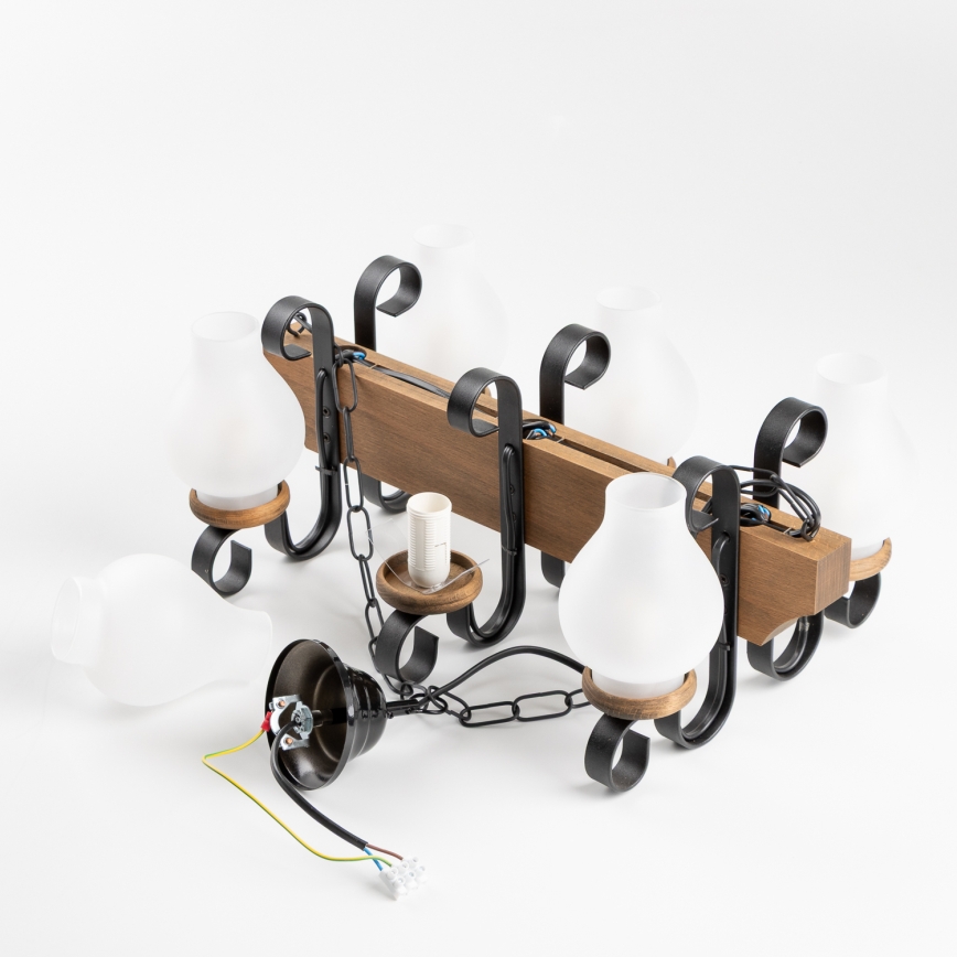 Brilagi - Kattokruunu ketjussa QUEEN 6xE14/40W/230V pyökki