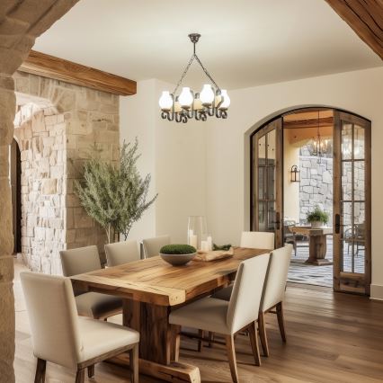 Brilagi - Kattokruunu ketjussa QUEEN 6xE14/40W/230V pyökki/saksanpähkinä