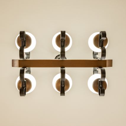 Brilagi - Kattokruunu ketjussa QUEEN 6xE14/40W/230V pyökki/saksanpähkinä