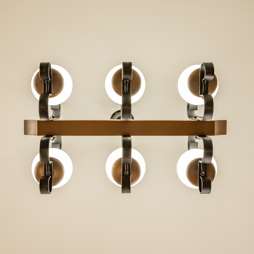 Brilagi - Kattokruunu ketjussa QUEEN 6xE14/40W/230V pyökki/saksanpähkinä