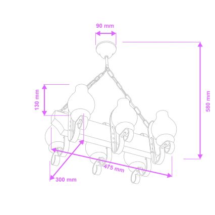 Brilagi - Kattokruunu ketjussa QUEEN 6xE14/40W/230V pyökki/saksanpähkinä