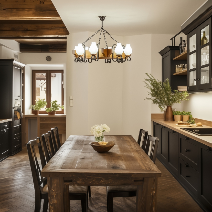 Brilagi - Kattokruunu ketjussa QUEEN 8xE14/40W/230V pyökki/saksanpähkinä