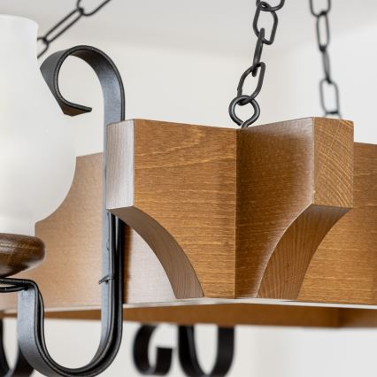 Brilagi - Kattokruunu ketjussa QUEEN 8xE14/40W/230V pyökki/saksanpähkinä