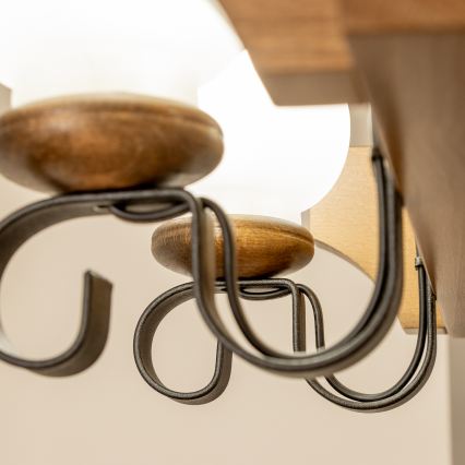 Brilagi - Kattokruunu ketjussa QUEEN 8xE14/40W/230V pyökki/saksanpähkinä