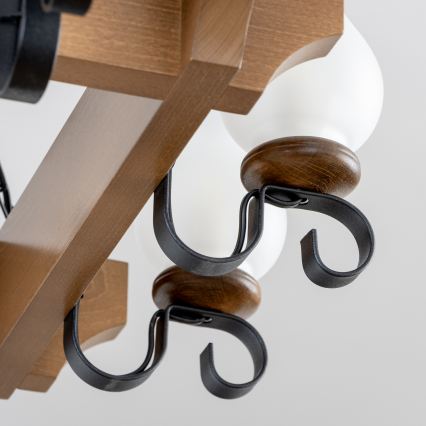 Brilagi - Kattokruunu ketjussa QUEEN 8xE14/40W/230V pyökki/saksanpähkinä