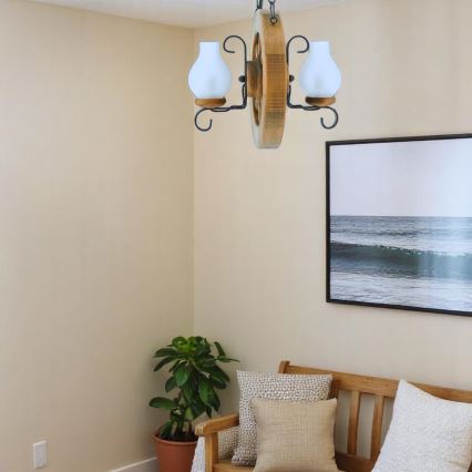 Brilagi - Kattokruunu ketjussa ROATA 2xE14/40W/230V pyökki