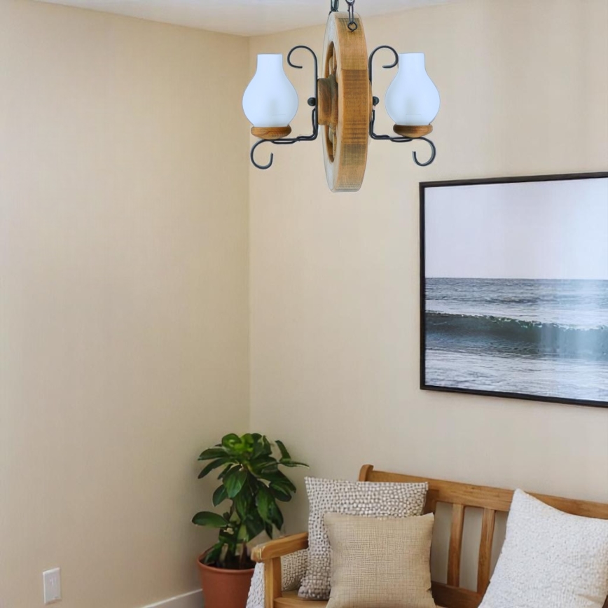 Brilagi - Kattokruunu ketjussa ROATA 2xE14/40W/230V pyökki