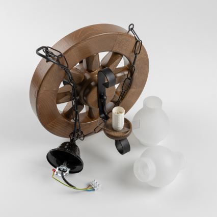 Brilagi - Kattokruunu ketjussa ROATA 2xE14/40W/230V pyökki/saksanpähkinä